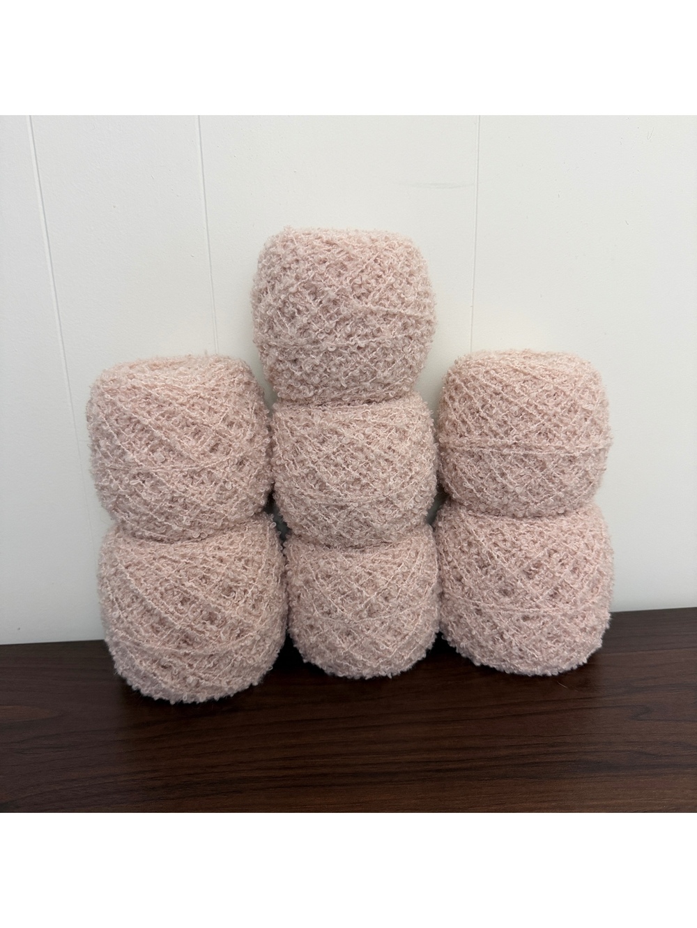 Reclaimed Wool Blend DK/3 Boucle Yarn 1,328 Yds Apricot Pink 580g (7 Cakes)